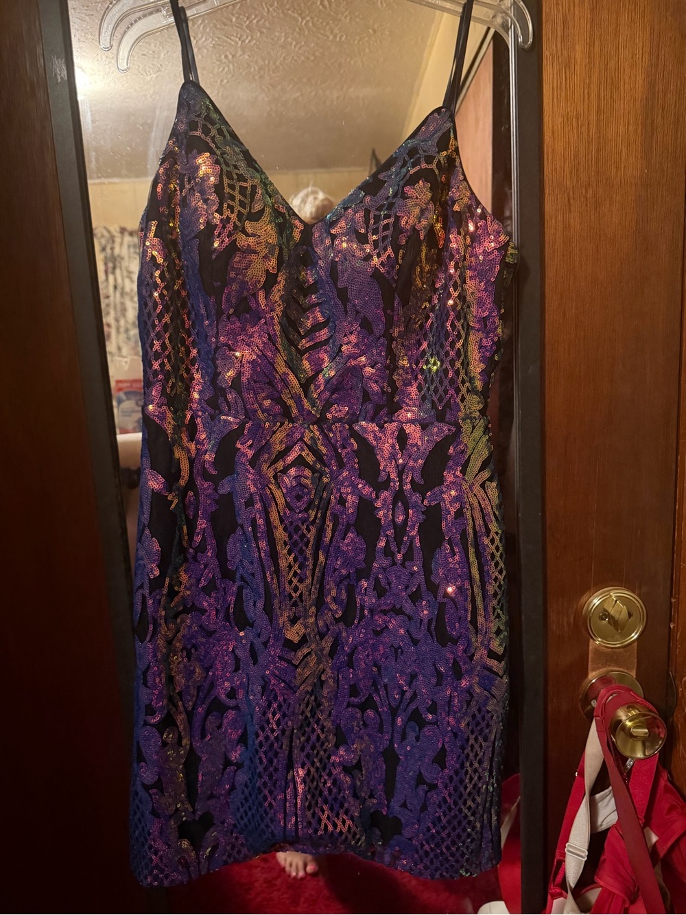 Camille La Vie Iridescent Purple & Black Sequin Slip Dress